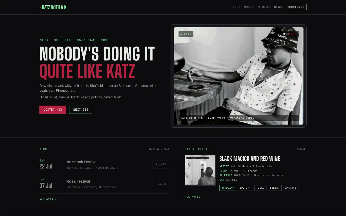 Screenshot of the Katz With A K website