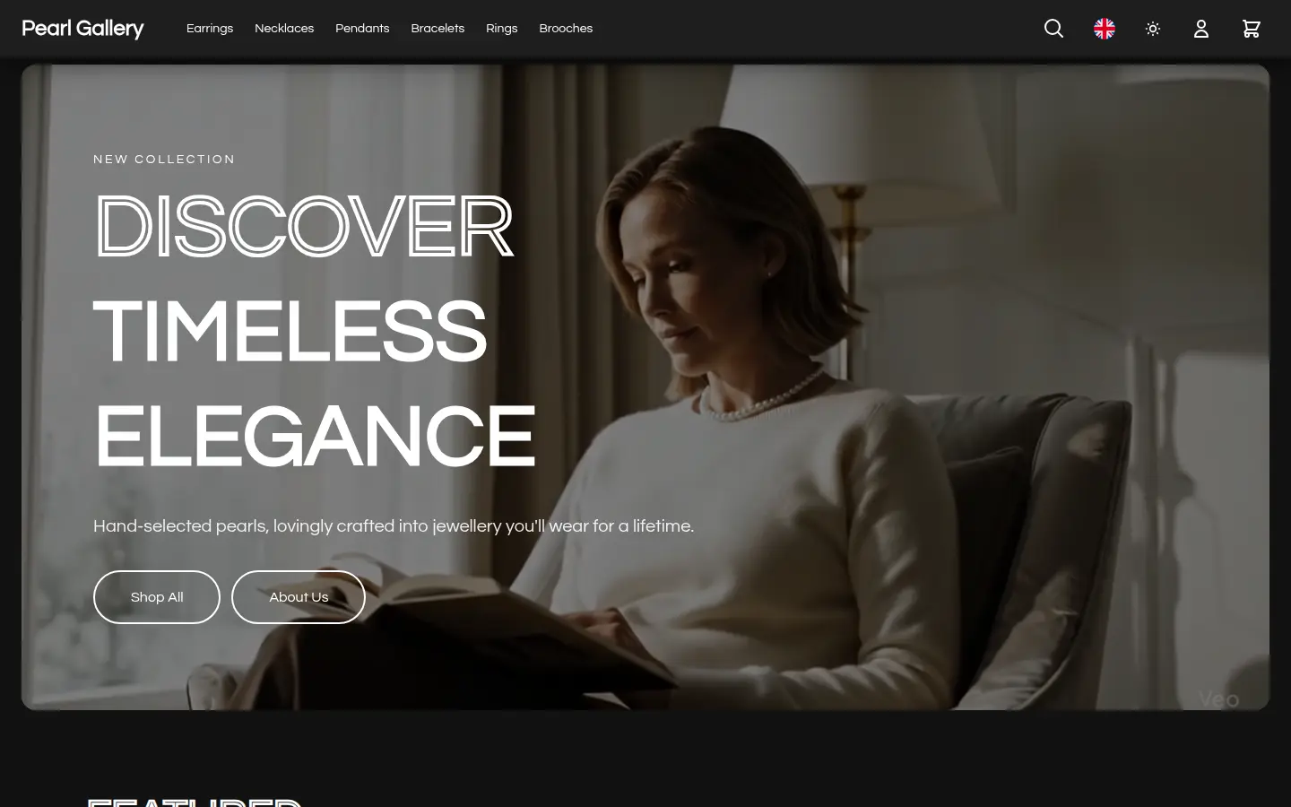 Screenshot of the Pearl Gallery website